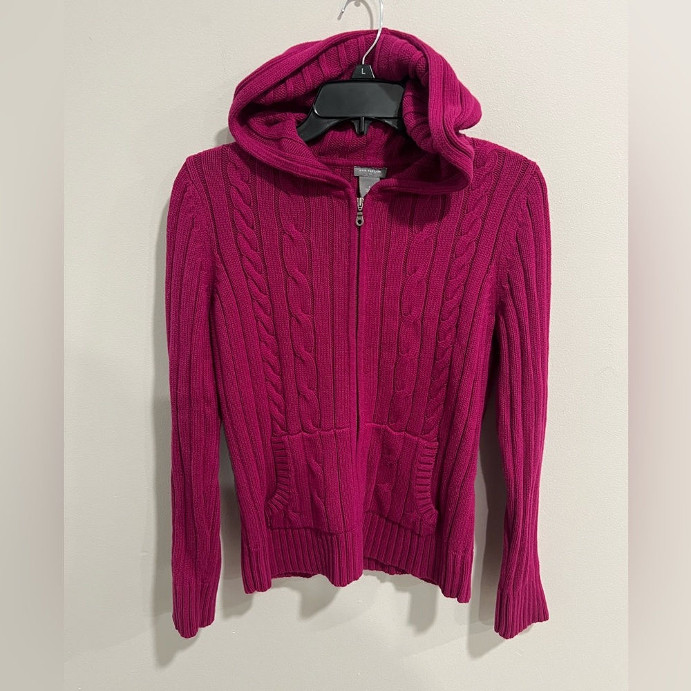 Ann Taylor Cable Knit Sweater Hooded Sweater